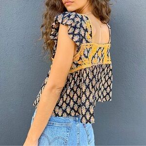 Free People | Boho Embroidered Short Sleeve Blouse